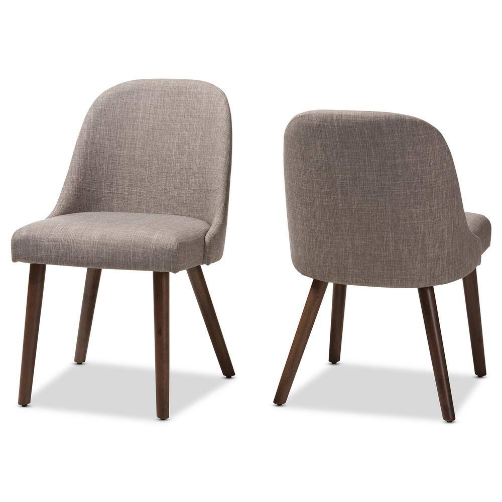 Light Grey Upholstered Parsons Side Chair with Walnut Wood Legs