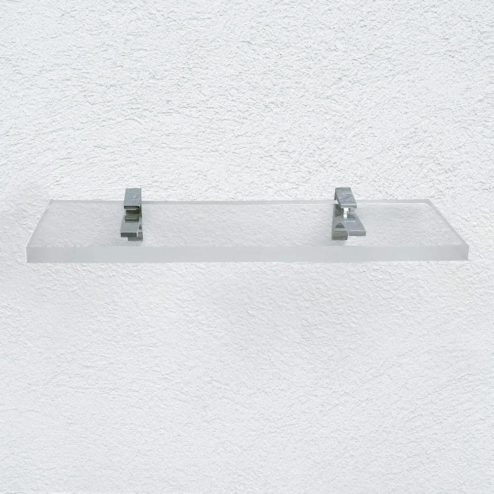 Clear Acrylic Floating Wall Shelves with Chrome Brackets, 11.5" x 6"