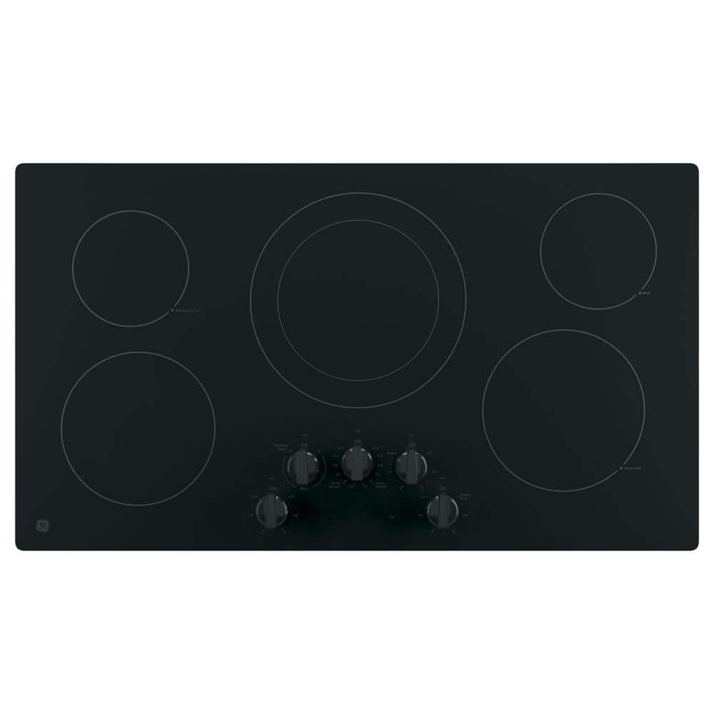 36 in. Radiant Electric Cooktop Built-in Knob Control in Black with 5 Elements