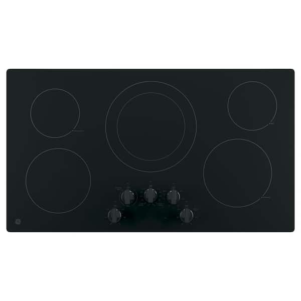 GE 36 in. Radiant Electric Cooktop Built-in Knob Control in Black with 5 Elements
