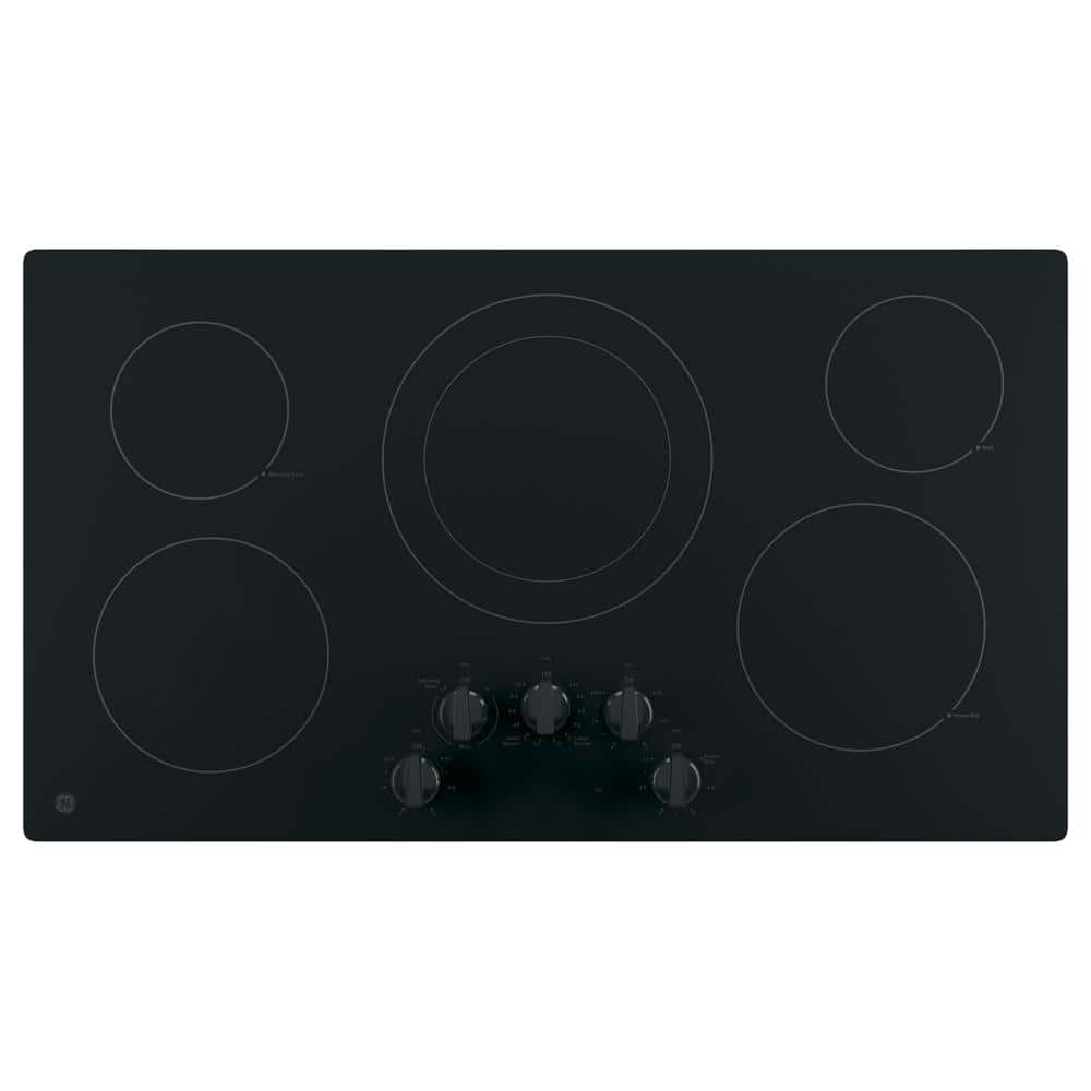36" Black Ceramic Electric Cooktop with 5 Burners