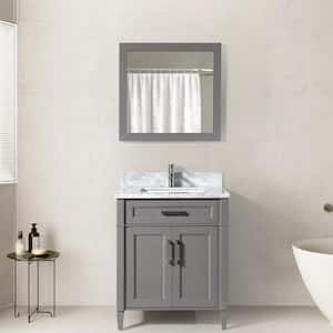 Savona 30 in. W x 22 in. D x 36 in. H Bath Vanity in Grey with Vanity Top in White with White Basin and Mirror