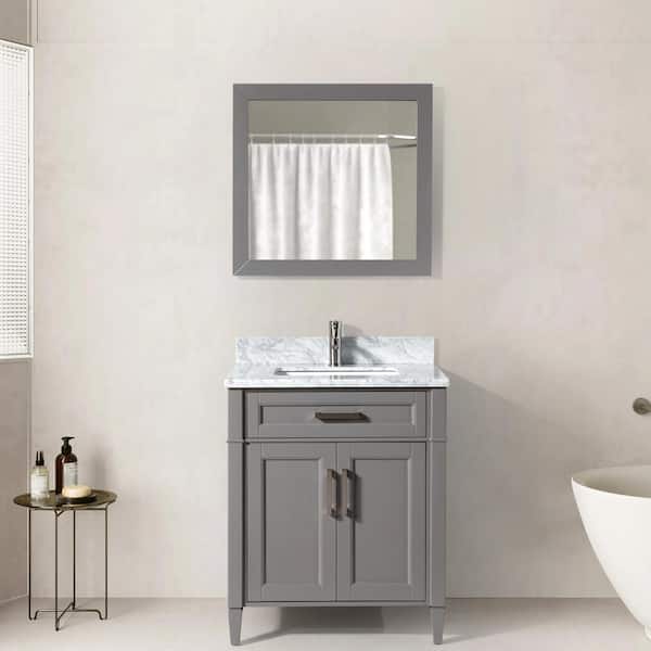 Vanity Art Savona 30 in. W x 22 in. D x 36 in. H Bath Vanity in Grey with Vanity Top in White with White Basin and Mirror