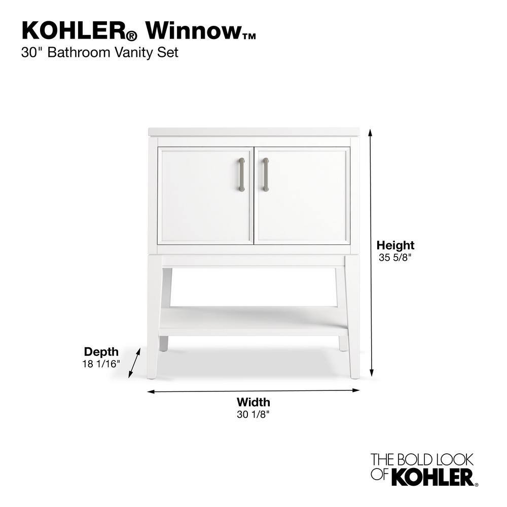 Winnow 30" White MDF Freestanding Single Bathroom Vanity with Quartz Top