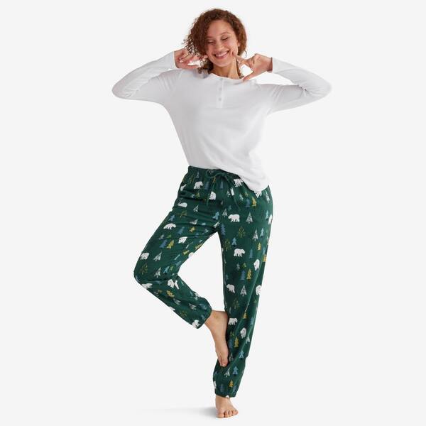 The Company Store Company Cotton Family Flannel Polar Bear Forest Women's  Henley Large Forest Green Pajamas Set 60016 - The Home Depot