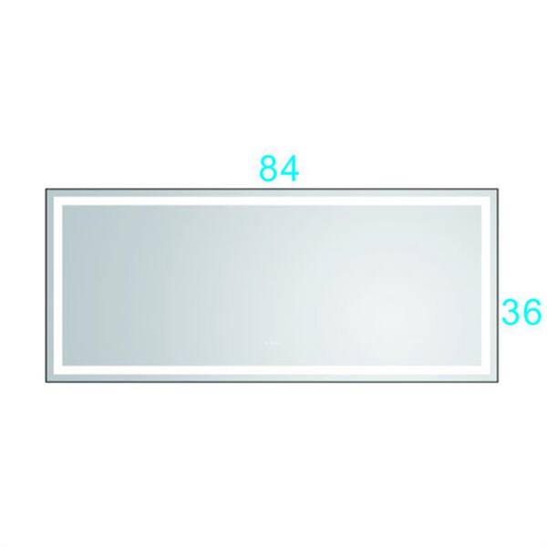 Unbranded 84 in. W x 36 in. H Large Rectangular Aluminium Framed Dimmable Wall Bathroom Vanity Mirror in Matte Black