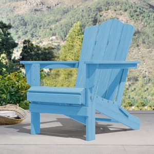 Light Blue HDPE Folding Plastic Adirondack Chair(1 Pack）