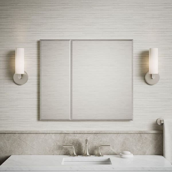 30 in. W x 26 in. H BeveledTwo-Door Recessed or Surface Mount Medicine Cabinet with Mirror Interior