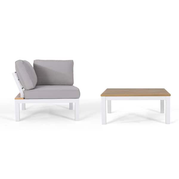 Zeus & Ruta 26.75 in. White Wood Outdoor Patio Coffee Table for Outdoors, Garden, Lawn, Backyard