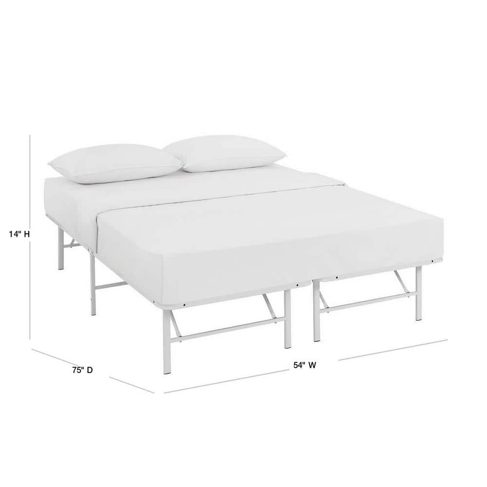 Horizon Full White Stainless Steel Bed Frame with Slats