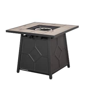 Oliva 28 in. x 28 in. x 25 in. Outdoor Gray Square 40000 BTU Firepit Include All-Weather Cover