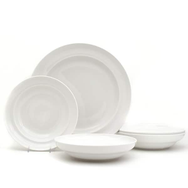 Euro Ceramica 33.8 fl. oz. White Essential Pasta Bowls and Serve Set