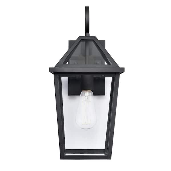 Eston 1-Light 8.25 in. Wide Textured Black Outdoor Wall Lantern with Clear Glass
