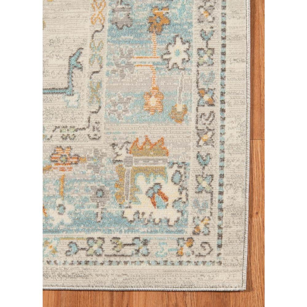 Bohemian Bordered Beige Synthetic 5' x 7' Outdoor Rug