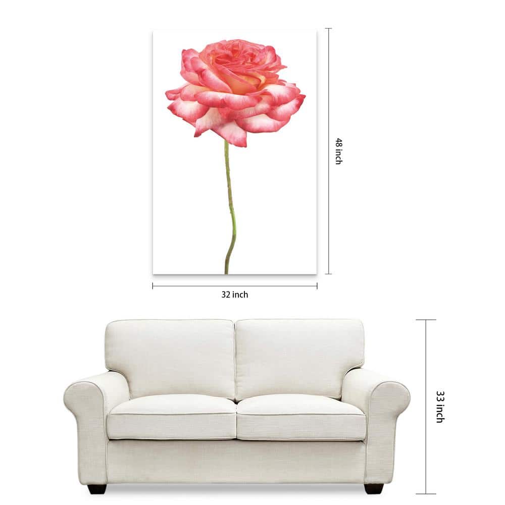 Pink Rose on White Tempered Glass Landscape Wall Art