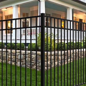 Vinings 2 in. x 2 in. x 6 ft. Black Aluminum Fence End/Gate Post with Flat Cap