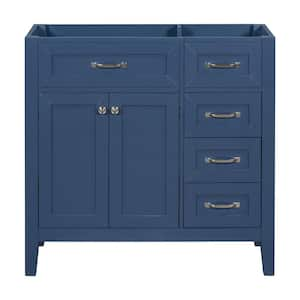 35.5 in. Bath Vanity Cabinet without Top in Blue with 3 Drawers