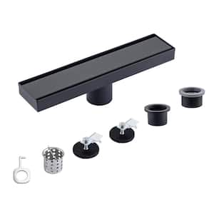 12 in. Stainless Steel Linear Shower Drain with Tile-in Cover in Matte Black