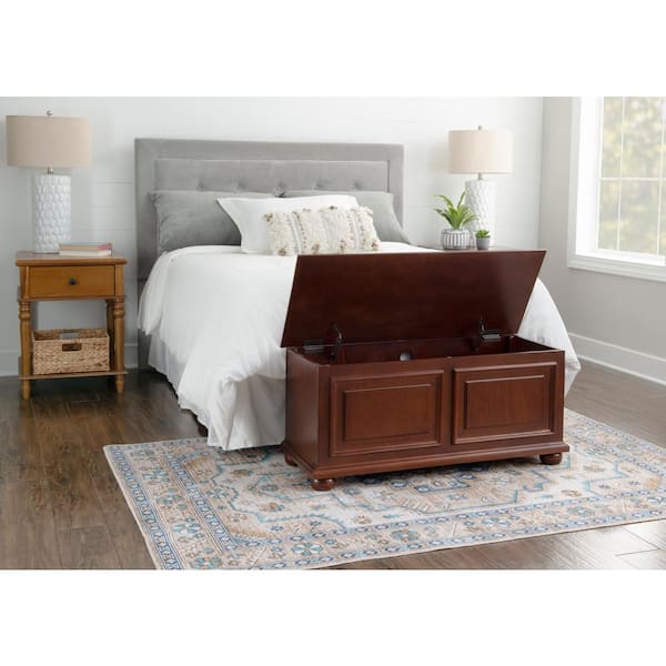 Powell Company Rockland Cherry Finish Cedar Chest with Raised Panels and Bun Feet, Red
