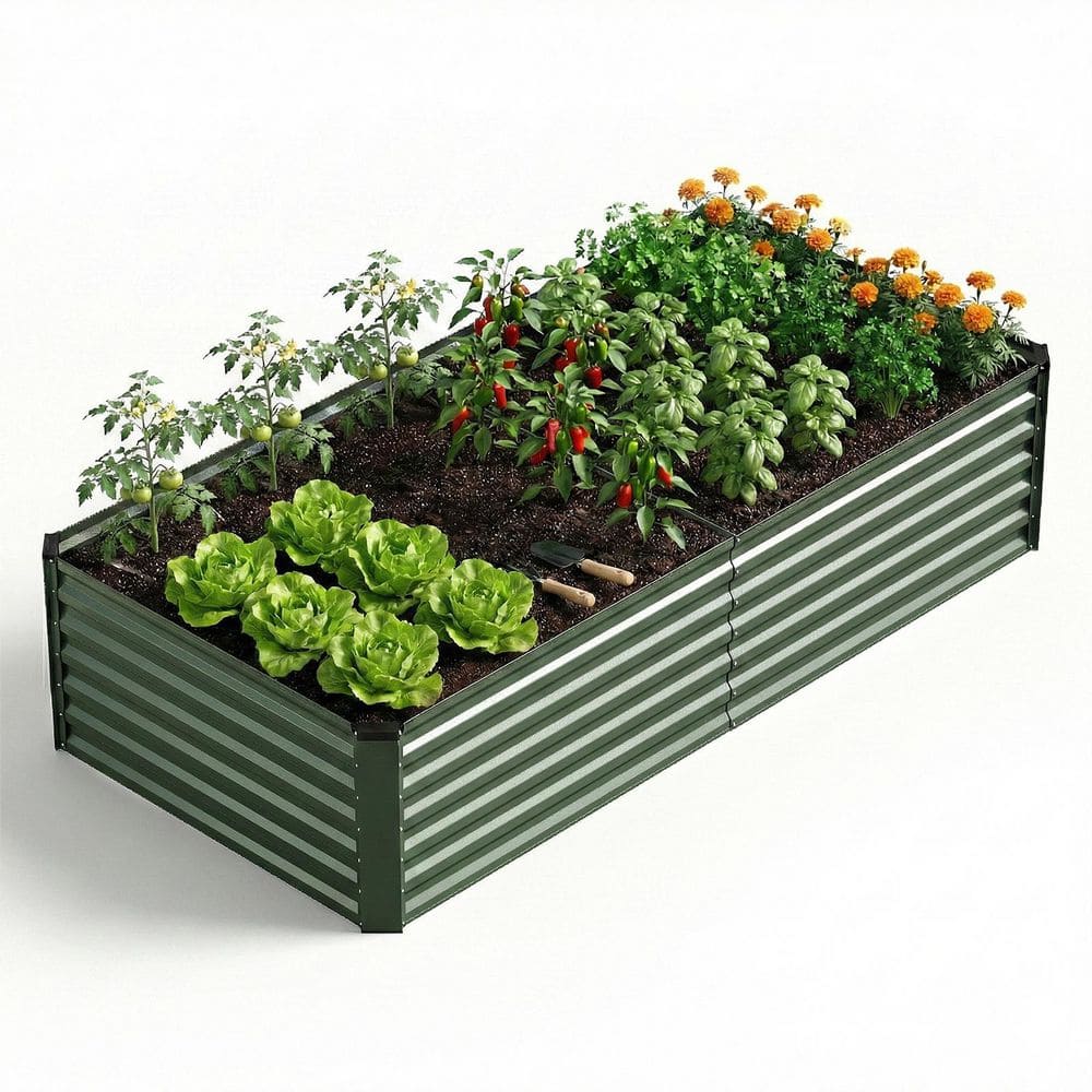 8 ft. x 4 ft. x 2 ft. Galvanized Steel Raised Garden Bed in Green with Open Base for Outdoor Vegetable Planting price history on PriceWatchPro