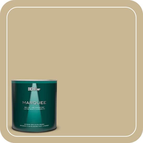 BEHR MARQUEE 1 qt. #MQ2-30 Spring Wheat One-Coat Hide Semi-Gloss Enamel Interior Paint & Primer