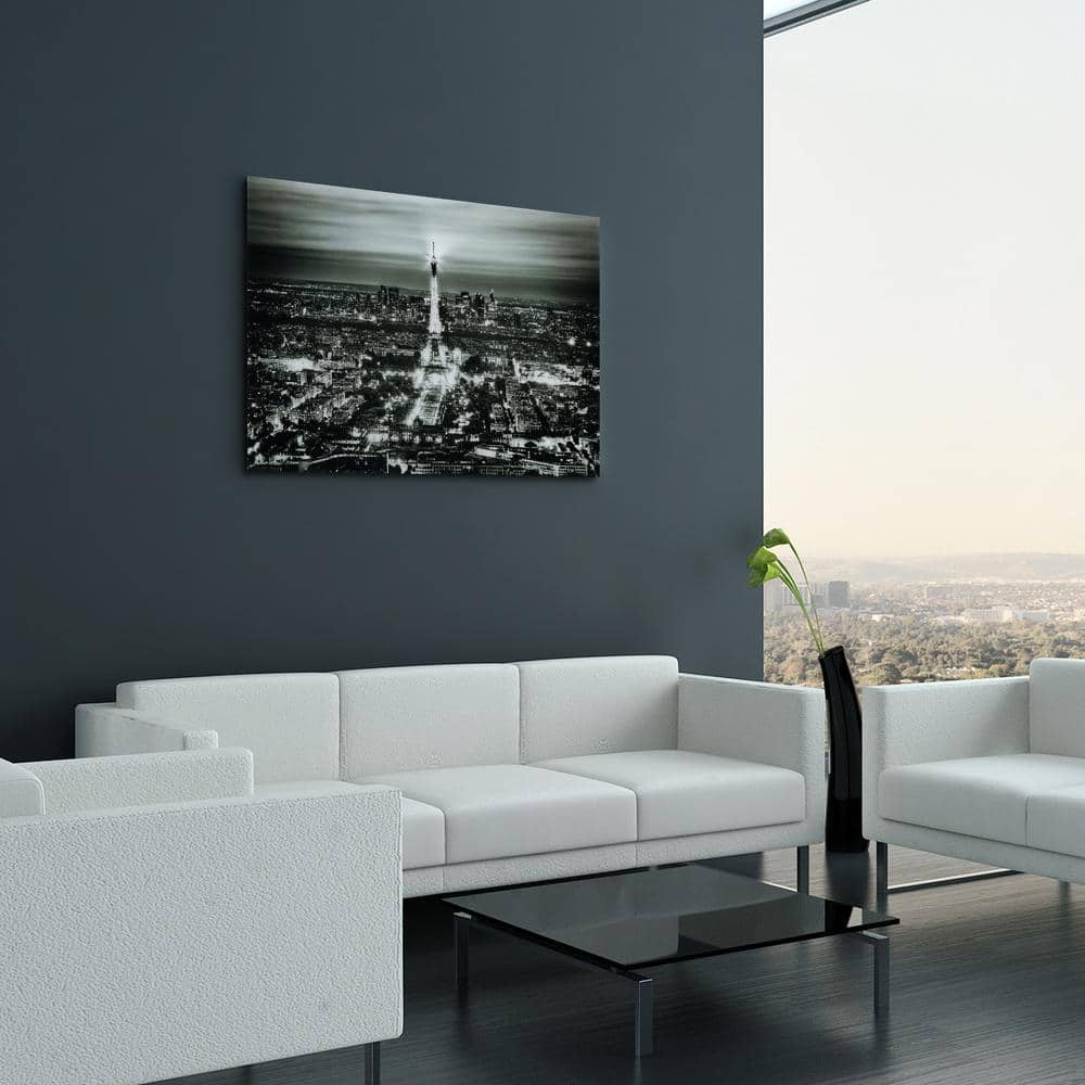 Paris Night Black and White Tempered Glass Wall Art