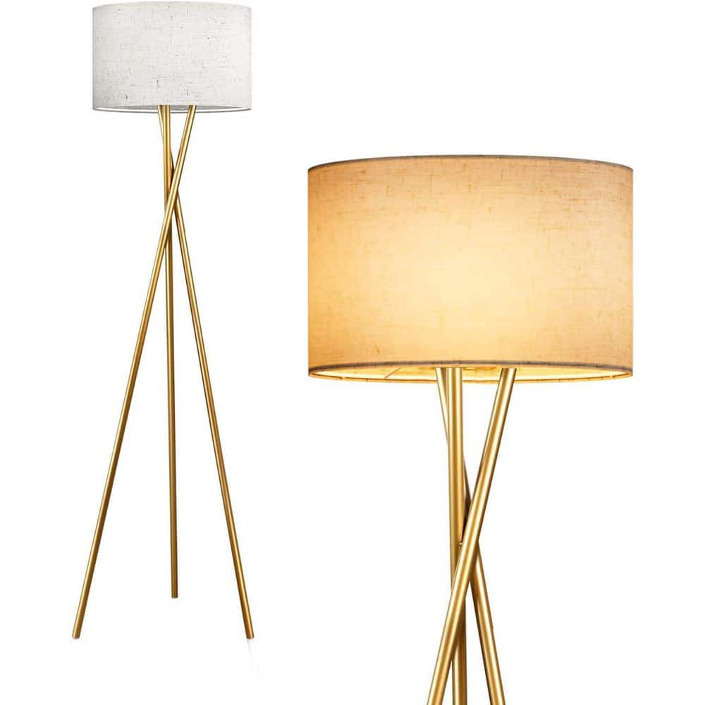 66 in. Gold Tripod Floor Lamp For Living Room, Vintage Standing Lamps with 