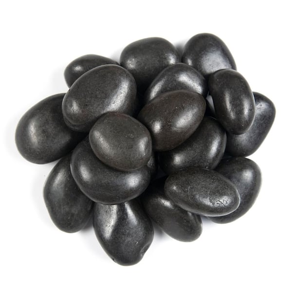 Polished Black 0.5 cu. ft . per Bag (1 in. to 2 in.) Bagged Landscape Pebbles (1 Bag/0.5 cu. ft.)
