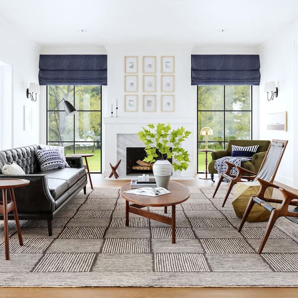 Milo Tiled Wool Dark Brown 9 ft. x 12 ft. Patio Rug