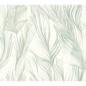 Light Blue Peaceful Plume Non-woven Paper Wallpaper, Matte 27 in. by 27 ft.