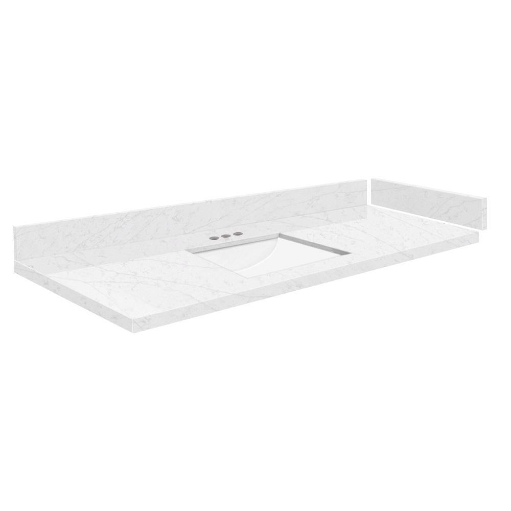 Transolid Silestone 49.5 in. W x 22.25 in. D Qt. White Rectangular ...