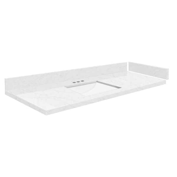 Transolid Silestone 49 in. W x 22.25 in. D Qt. White Rectangular Single Sink Vanity Top in Statuario