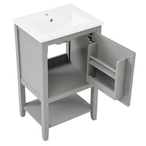 20  in. Bathroom Vanity with Sink 15.5 in. W x 20 in. D x 33.5 in. H SingleSink MDF Bath Vanity in Grey with Ceramic Top