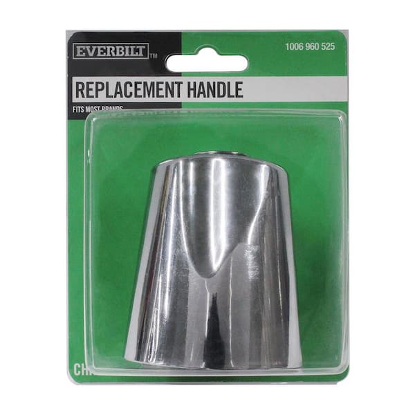 Universal Faucet Handle with Three Ridge Knob Design in Chrome with Cold, Hot, and Diverter Buttons