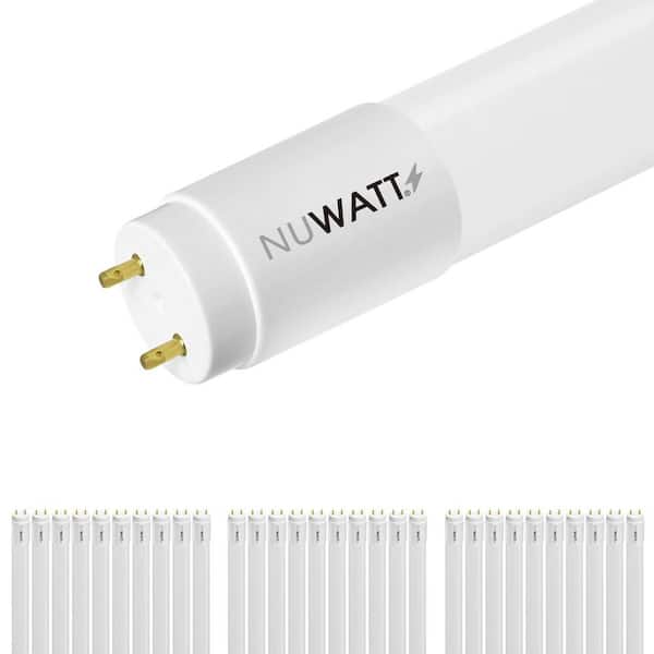 NuWatt 18-Watt 4 ft. LED Linear T8 Tube Light Bulb Type A&B Ballast Bypass Soft White 3000K (30-Pack)