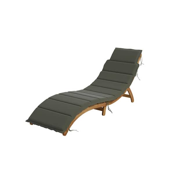 Zeus & Ruta Pierus Wood color Solid Wood Long Acacia Outdoor Chaise Lounge Set with Grey Cushions and Table