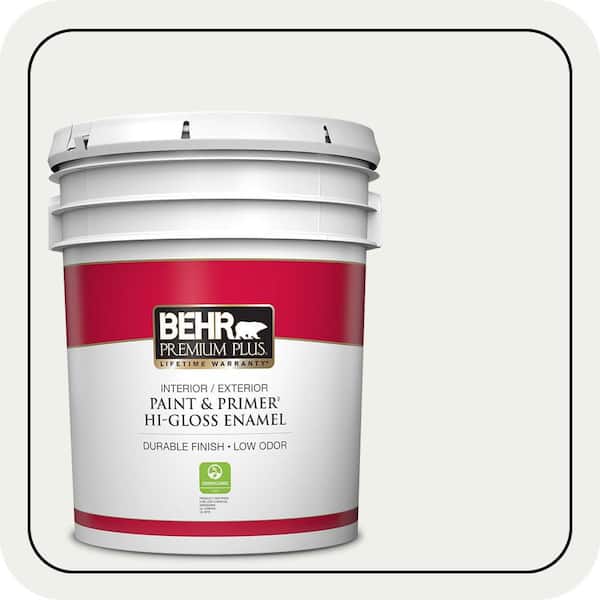 BEHR PREMIUM PLUS 5 gal. #57 Frost Hi-Gloss Enamel Interior/Exterior Paint & Primer