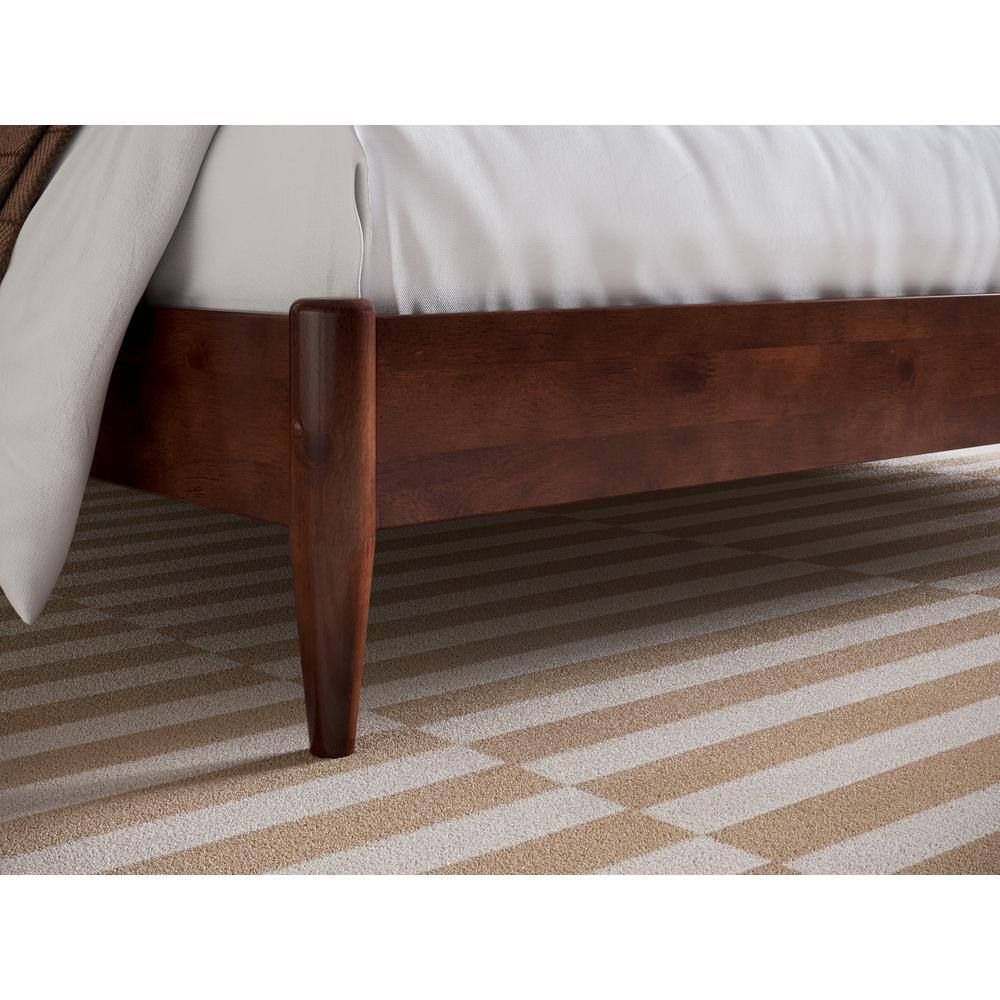 Aria Queen Walnut Wood Low Profile Platform Bed with Headboard