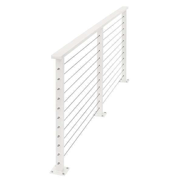 CityPost 44 ft. Deck Cable Railing, 36 in. Base Mount, White