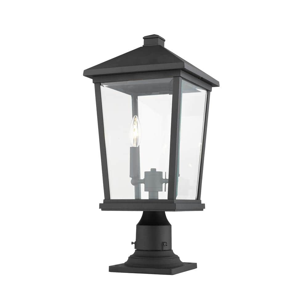 Black Metal Outdoor Lantern with Candelabra Base
