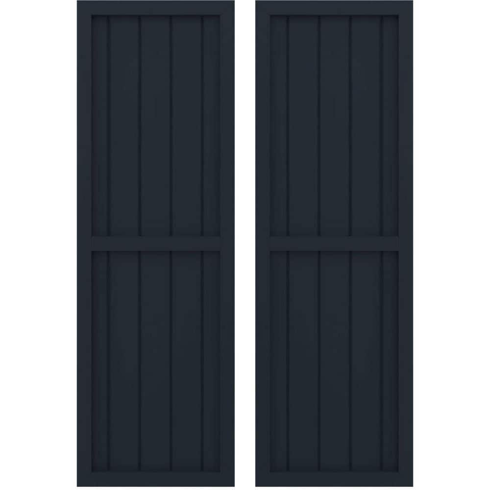17-1/2 in. W x 43 in. H Americraft 5-Board Real Wood 2 Equal Panel Framed Board and Batten Shutters Starless Night Blue price history on PriceWatchPro