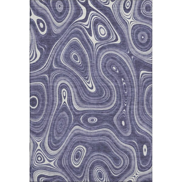 Mayfield Premium Machine Washable Abstract AMF2097 Plum 3 ft. x 5 ft. Area Rug