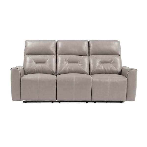 EVERGLADE HOME Brimmer 81.5 in. Square Arm Faux Leather Straight in Gray