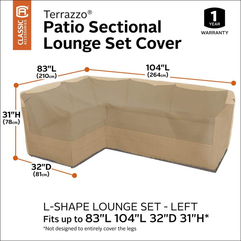 Beige Water-Resistant L-Shaped Patio Sectional Cover