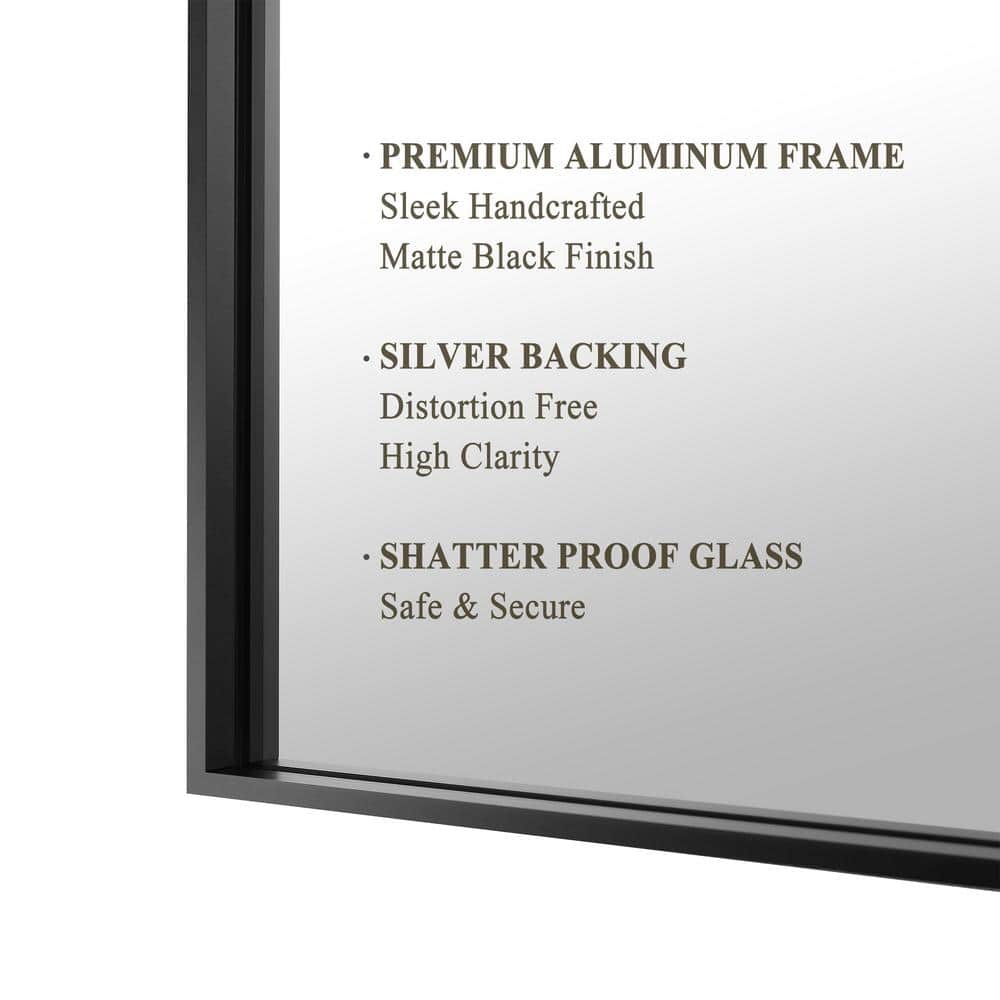 Black Aluminum Framed Rectangular Bathroom Vanity Mirror 36" x 27"