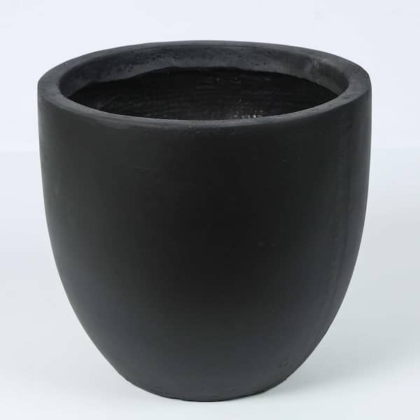 LuxenHome 9.2 in. H Round Tapered Black MgO Composite Planter Pot