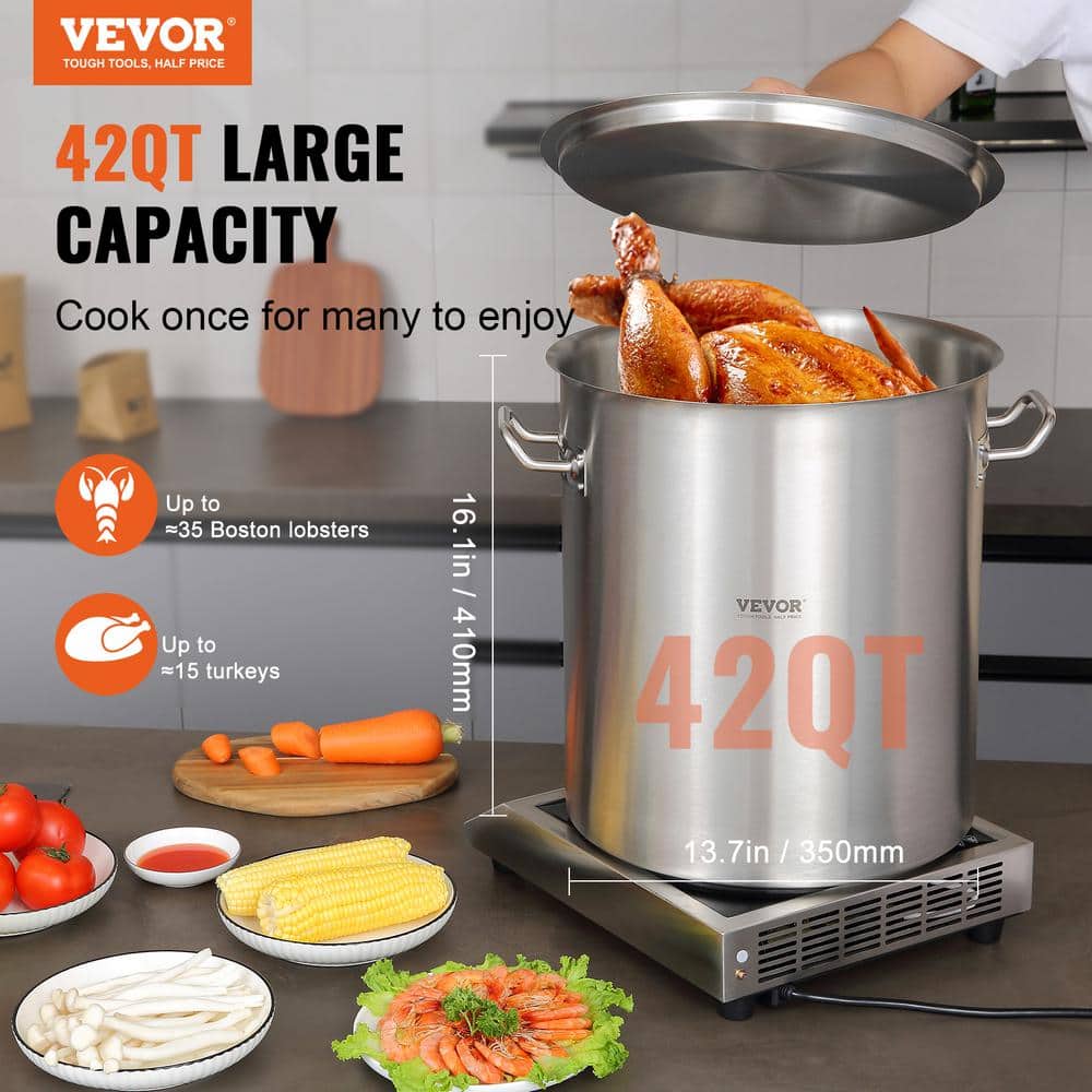 VEVOR 42 Qt Stainless Steel Stockpot with Strainer and Lid
