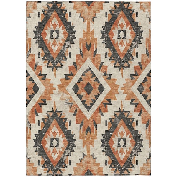 Chantille Machine Washable Indoor/Outdoor Abstract ACN1878 Terracotta 5 ft. x 7 ft. 6 in. Accent Rug