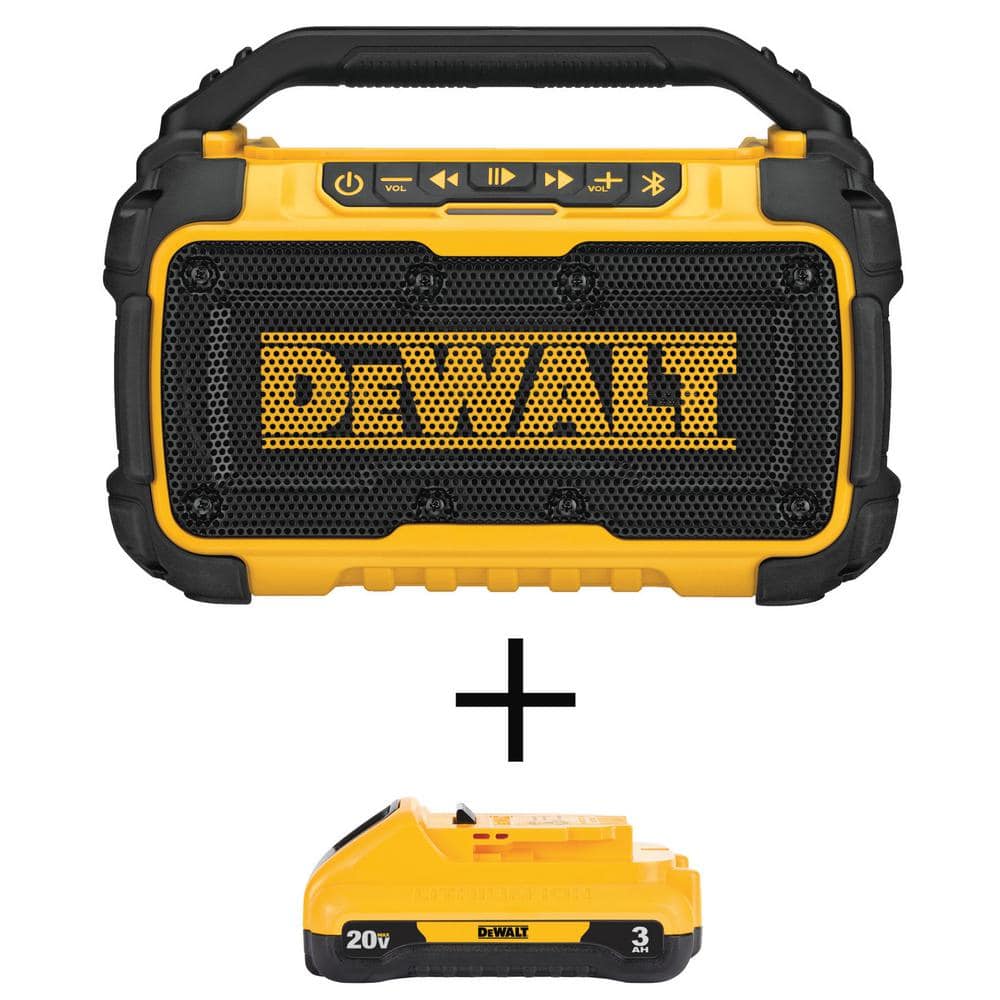 DEWALT 20V MAX Bluetooth Speaker and (1) 20V MAX Compact Lithium-Ion 3.0Ah  Battery DCR010W230 The Home Depot