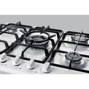 27 in. Gas Cooktop in White with 5 Burners including Power Burner